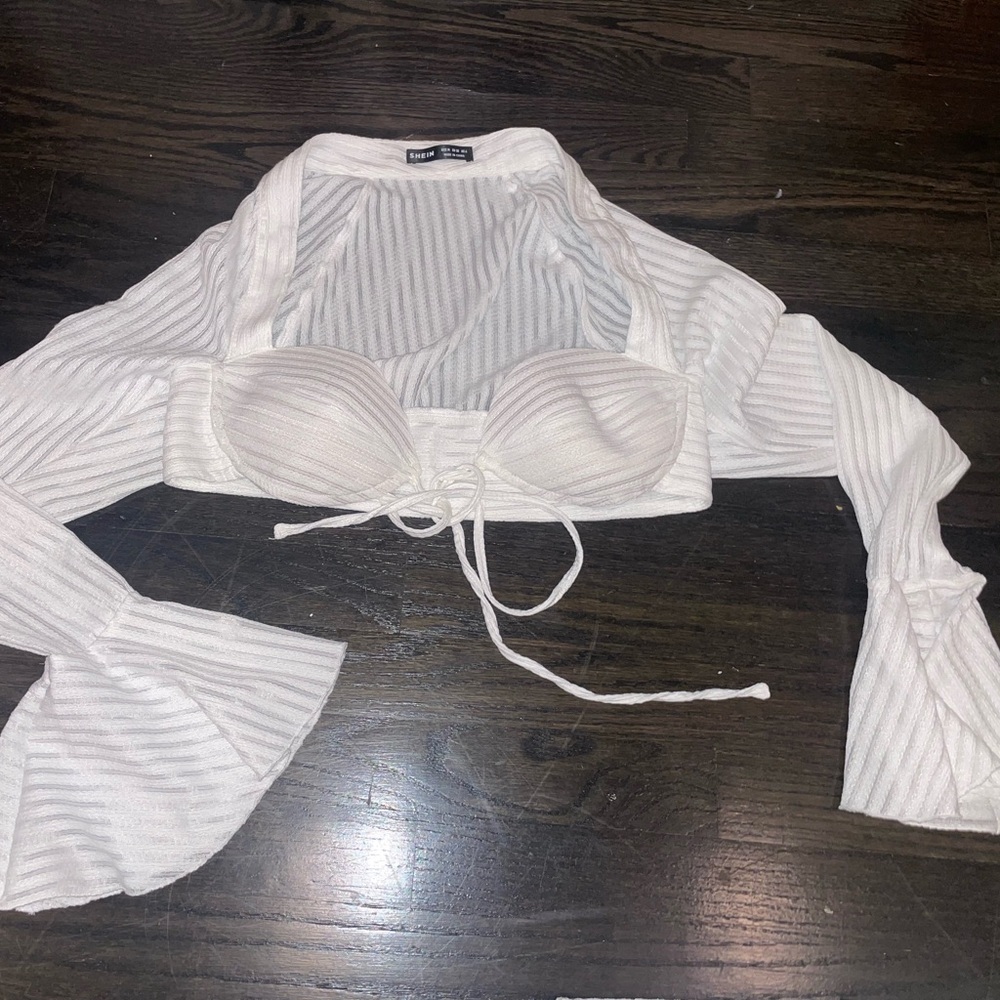 White Ribbed Two-Piece Set - Picture 6 of 7